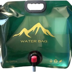 Collapsible 2-Gallon Water Jug Portable Camping Bag with Leak-Proof Spigot Durable BPA-Free 8L Collapsible Water Container for Hiking Camping Emergency Prep (Green)