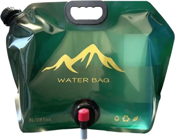 Collapsible 2-Gallon Water Jug Portable Camping Bag with Leak-Proof Spigot Durable BPA-Free 8L Collapsible Water Container for Hiking Camping Emergency Prep (Green)