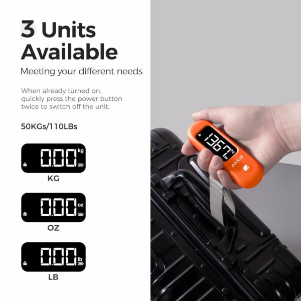 pack all 110 Lbs Luggage Scale, Digital Handheld Baggage Scale, Travel Suitcase Weight Scale with LCD Display, Battery Included, Apple Green - Image 4