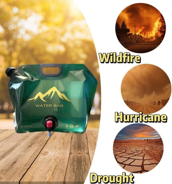 Collapsible 2-Gallon Water Jug Portable Camping Bag with Leak-Proof Spigot Durable BPA-Free 8L Collapsible Water Container for Hiking Camping Emergency Prep (Green) - Image 5