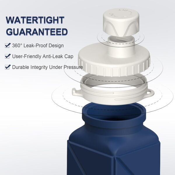 Collapsible Water Bottles 20.6oz, Silicone Foldable Portable Travel Water Bottle, Lightweight Reusable Leakproof for Traveling Camping Hiking Cycling Yoga Sports Outdoor, 1 Pack (Dark Blue) - Image 4