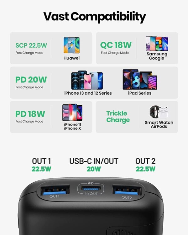 INIU Portable Charger, Smallest 22.5W 10000mAh Power Bank, USB C in/Output Fast Charging 3-Output Mini Battery Pack Charger with Phone Holder for iPhone 16 15 14 13 12 Samsung S23 Google iPad Tablet - Image 7