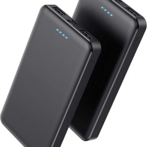 [2 Pack]Portable Charger Power Bank 10000mAh,Ultra Slim Portable Phone Charger with USB C Input & 2 Output Backup Charging External Battery Pack Compatible with iPhone 16/15/14/13/12,Android Phone etc