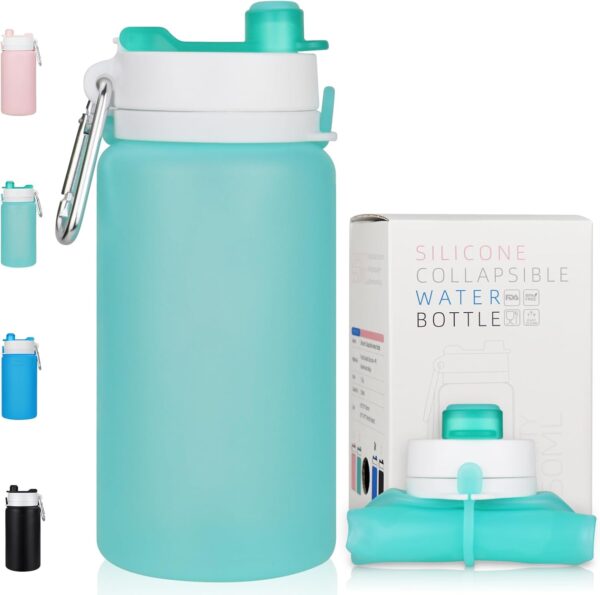 PLTCAT Collapsible Foldable BPA Free Reusable Lightweight Leak-Proof Travel Silicone Water Bottle for Travel, Gym, Hiking, Office, Camping
