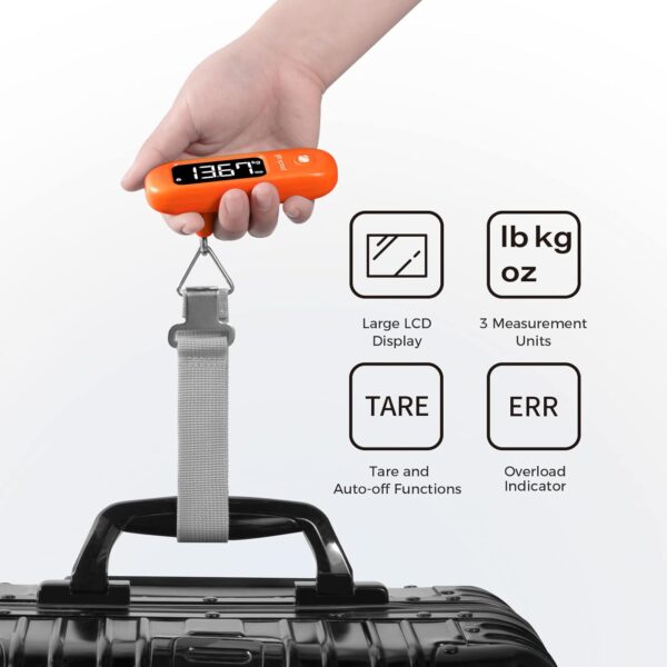 pack all 110 Lbs Luggage Scale, Digital Handheld Baggage Scale, Travel Suitcase Weight Scale with LCD Display, Battery Included, Apple Green - Image 2
