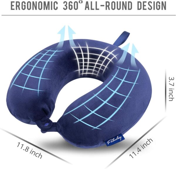 Fabuday Travel Pillow Memory Foam - Head Neck Support Airplane Pillow for Traveling, Car, Home, Office, Travel Neck Flight Pillow with Attachable Snap Strap Soft Washable Cover - Image 5