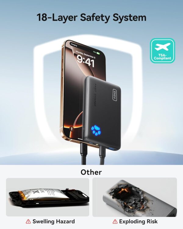 INIU Portable Charger, Ultra Slim 10000mAh 45W PD Power Bank, USB C in&Out Fast Charging Battery Pack, Travel Essential Phone Powerbank Compatible with iPhone 16 15 14 Samsung S22 S21 Google iPad etc - Image 6
