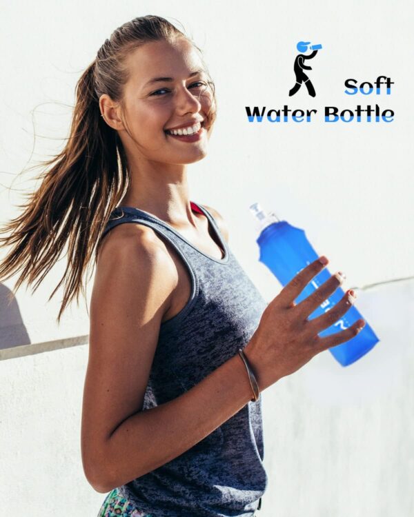 Folding Soft Flask Portable Collapsible Running Lightweight Water Bottle for Outdoor Sports,Travel with Mouthpeice Cover - Image 6