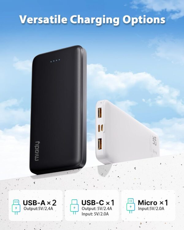 Miady 2-Pack 10000mAh Dual USB Portable Charger, USB-C Fast Charging Power Bank, Backup Charger for iPhone 15/14/13, Galaxy S23/22, Pixel and etc - Image 5