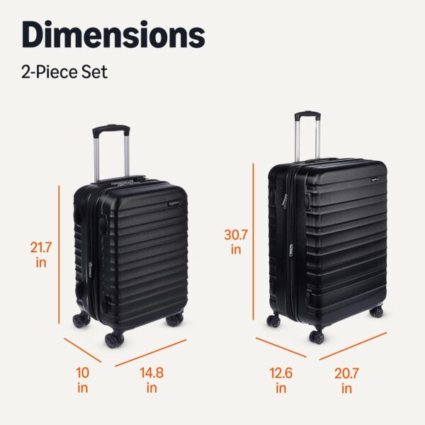 Amazon Basics 2-Piece Set (21", 30"), Hardshell Suitcases With Wheels, Expandable For Up to 25% More Space, With Scratch-Resistant Surface, Four Multi-directional Wheels, Black - Image 6