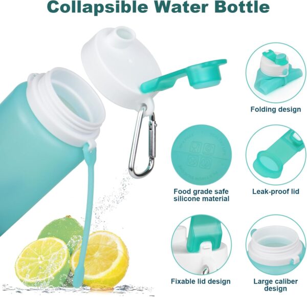 PLTCAT Collapsible Foldable BPA Free Reusable Lightweight Leak-Proof Travel Silicone Water Bottle for Travel, Gym, Hiking, Office, Camping - Image 5