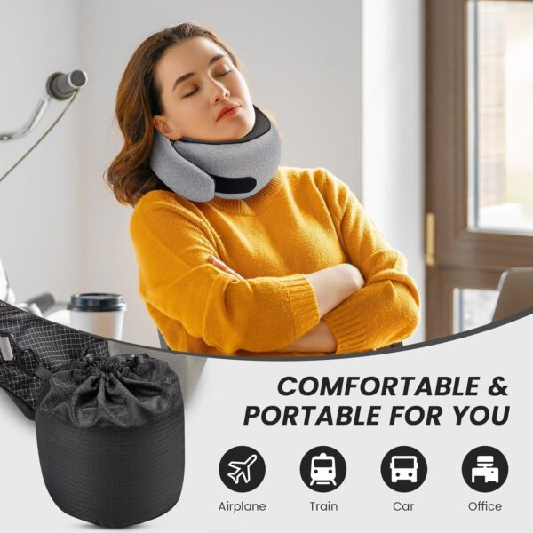SZXYX Travel Pillows for Airplanes, 100% Pure Memory Foam Neck Pillow for Airplanes, Comfortable Breathable Cover, 360° Support Stowable Pillows for Sleeping, Car, Airport Travel Essentials - Image 2