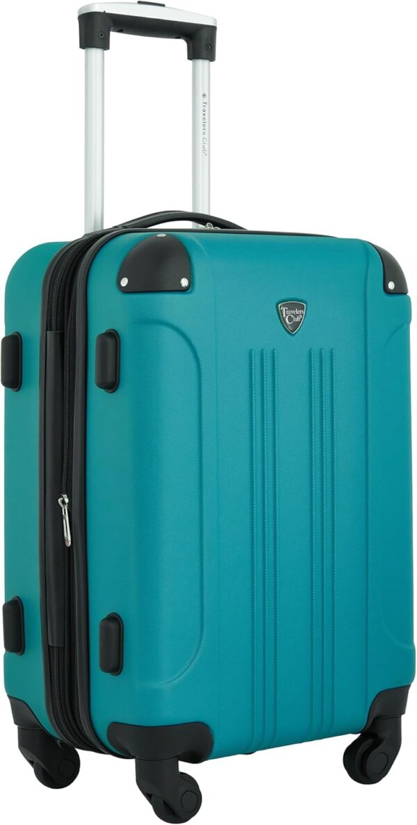 Travelers Club Chicago Hardside Expandable Spinner Luggage, Teal, 3 Piece Set - Image 3