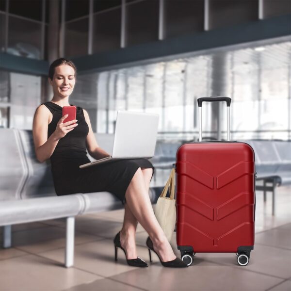 Luggage Sets 3 Piece with Spinner Wheel, Hardside Suitcase Set with TSA Lock, Expandable Lightweight Travel Luggage for Women, Red - Image 2