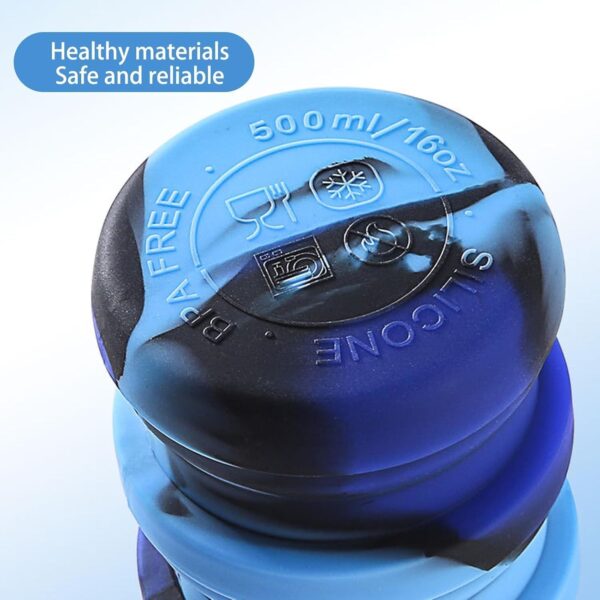 Collapsible Water Bottles Travel water bottle Sports Portable Sport Water Bottle Reusable Water Bottles comes with mountaineering Buckle 500ml silicone Water-proof camping water bottle - Image 5