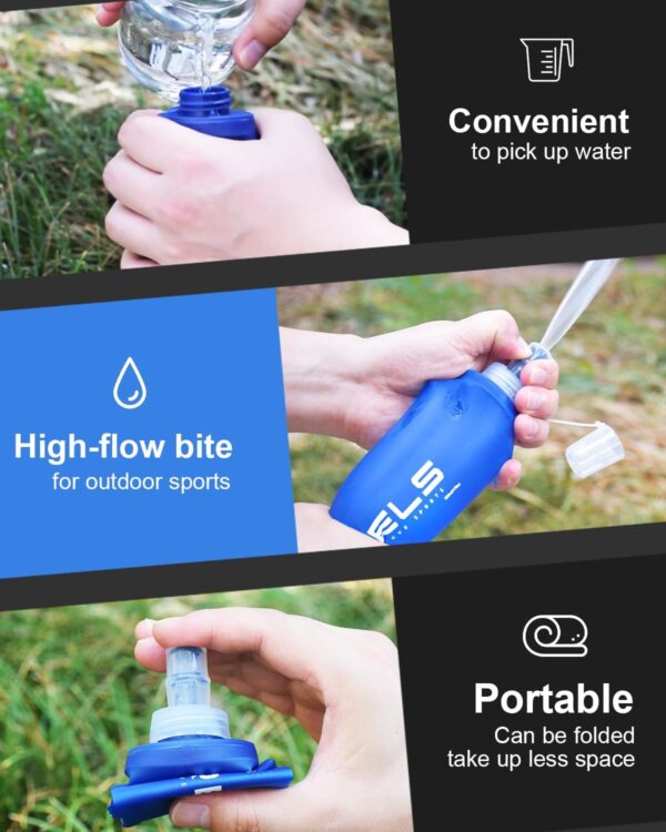 Folding Soft Flask Portable Collapsible Running Lightweight Water Bottle for Outdoor Sports,Travel with Mouthpeice Cover - Image 5