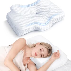 Osteo Cervical Pillow for Neck Pain Relief, Hollow Design Odorless Memory Foam Pillows with Cooling Case, Adjustable Orthopedic Bed Pillow for Sleeping, Support for Side Back Sleepers
