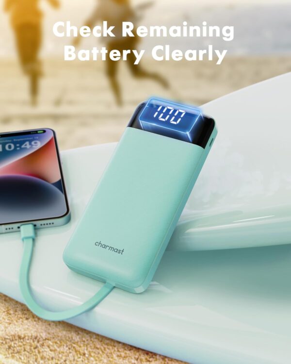 charmast Portable Charger with Built in Cables, Power Bank with Cords Wires, Slim 10000mAh Travel Battery Pack 6 Outputs 3 Inputs 3A Fast Charging for Samsung Google Pixel LG Moto iPhone iPad - Image 7