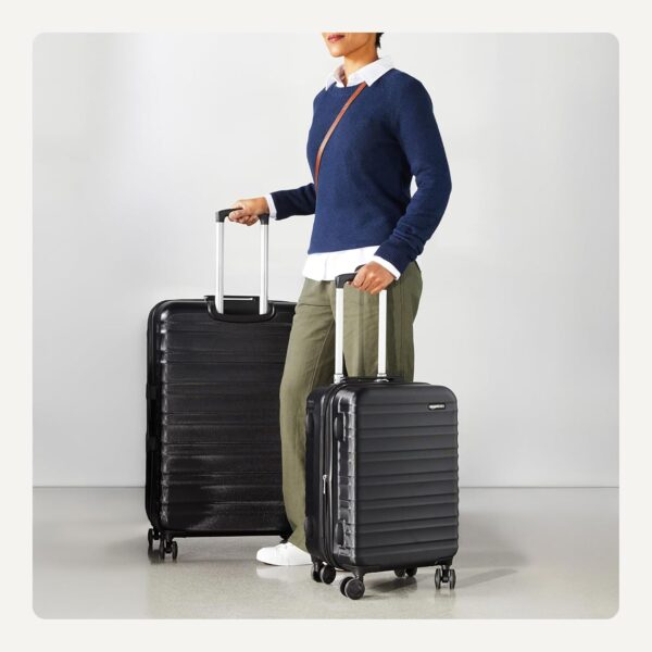Amazon Basics 2-Piece Set (21", 30"), Hardshell Suitcases With Wheels, Expandable For Up to 25% More Space, With Scratch-Resistant Surface, Four Multi-directional Wheels, Black - Image 3