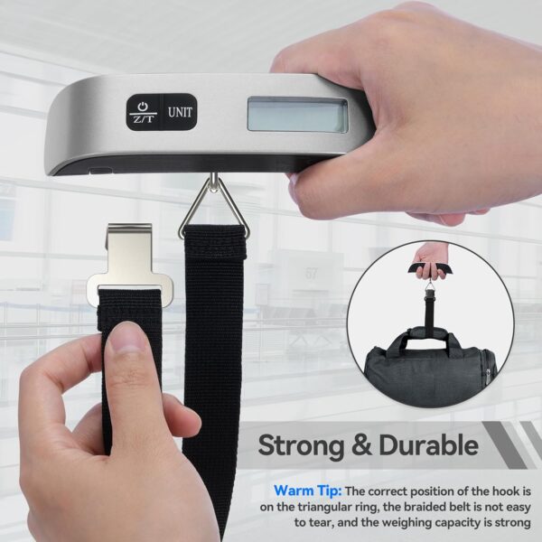 Luggage Scale Dr.meter Travel Essentials Luggage Weight Scale Backlight LCD Display 110lb/50kg Electronic Balance Digital Postal Travel Accessories with Rubber Paint Handle Temperature Sensor Silver - Image 7