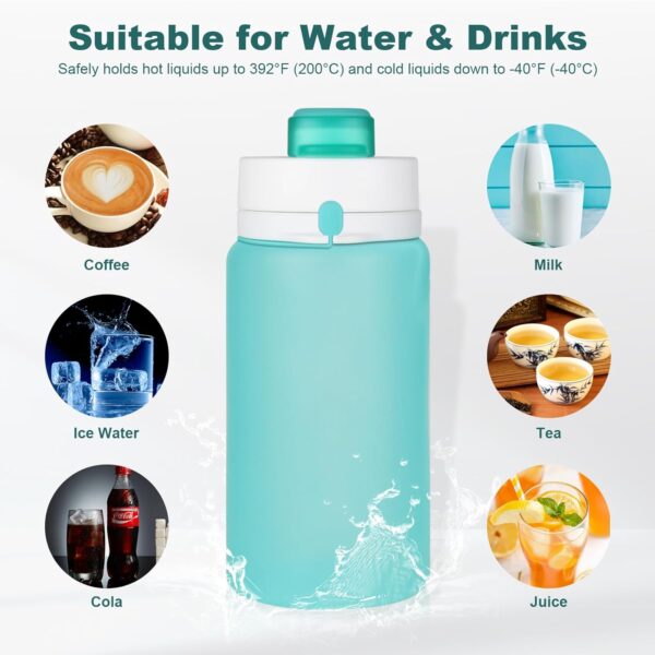 PLTCAT Collapsible Foldable BPA Free Reusable Lightweight Leak-Proof Travel Silicone Water Bottle for Travel, Gym, Hiking, Office, Camping - Image 6