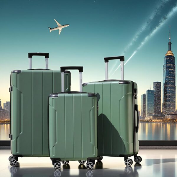 Merax Luggage Sets 3-Piece Hardshell with Spinner Wheels Lightweight Suitcase with Corner Guards (Green, 20/24/28) - Image 5