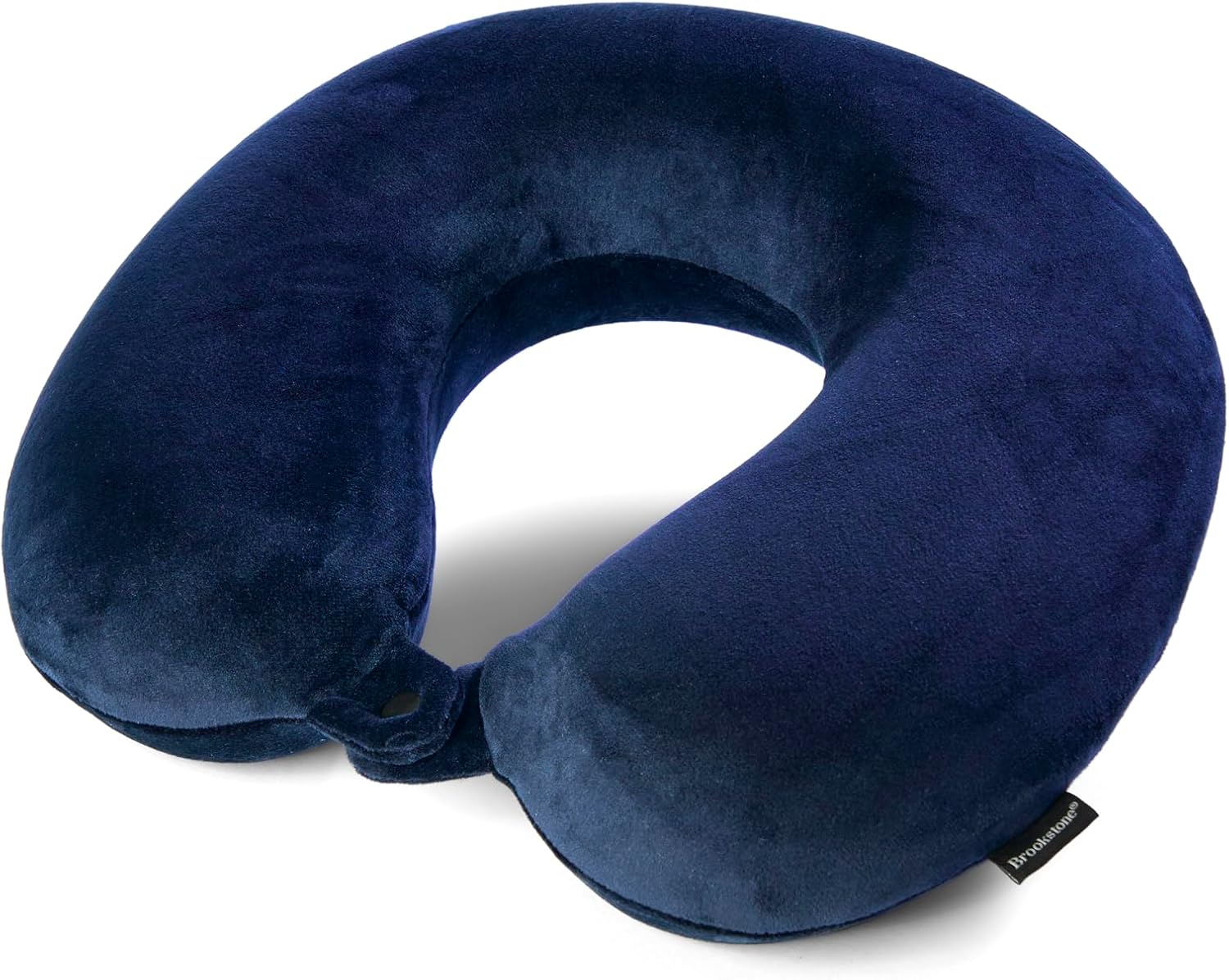 Brookstone Travel Neck Pillow - Lightweight Fleece Casing U-Shaped Stuffable Memory Foam Travel Pillow for Sleeping and Neck Support, Blue