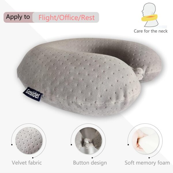 Memory Foam Travel Pillow, Comfortable Travel Neck Pillow U Shape, Support Neck and Head to Relieve Fatigue, Portable Neck Pillow Suitable for Planes, Trains, Self-Driving Cars - Image 2
