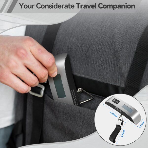 Luggage Scale Dr.meter Travel Essentials Luggage Weight Scale Backlight LCD Display 110lb/50kg Electronic Balance Digital Postal Travel Accessories with Rubber Paint Handle Temperature Sensor Silver - Image 4