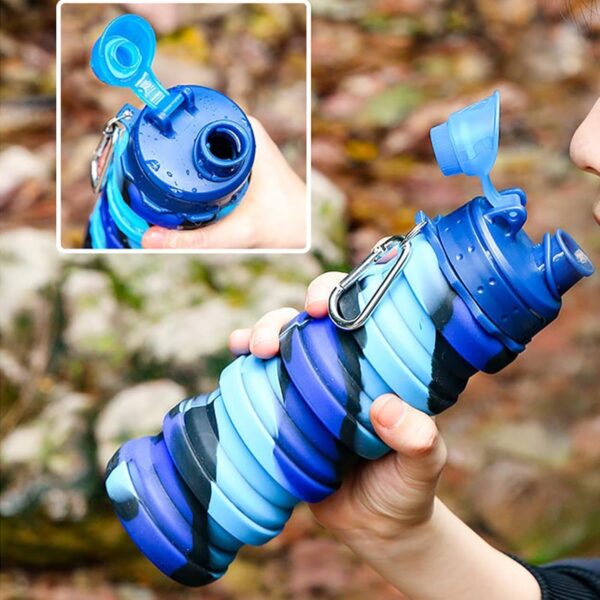 Collapsible Water Bottles Travel water bottle Sports Portable Sport Water Bottle Reusable Water Bottles comes with mountaineering Buckle 500ml silicone Water-proof camping water bottle - Image 6