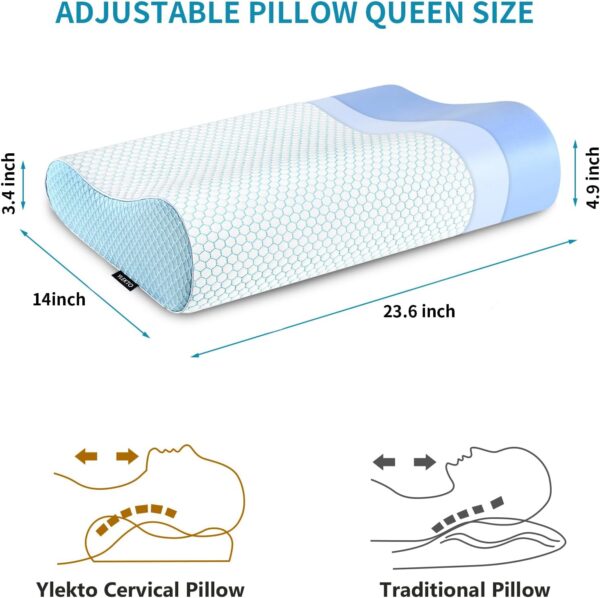 Memory Foam Pillows Neck Pillow Bed Pillow for Sleeping Ergonomic Cervical Pillow Orthopedic Contour Pillow for Side Back Stomach Sleeper - Image 3