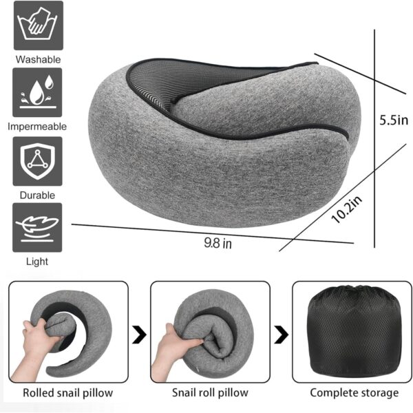 SZXYX Travel Pillows for Airplanes, 100% Pure Memory Foam Neck Pillow for Airplanes, Comfortable Breathable Cover, 360° Support Stowable Pillows for Sleeping, Car, Airport Travel Essentials - Image 4