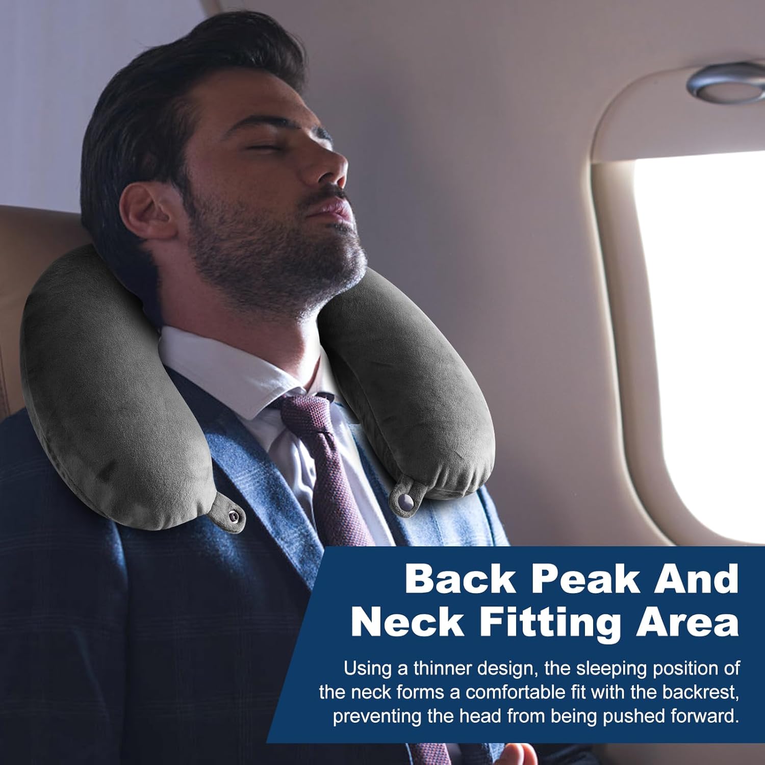 Travel Pillow 100% Pure Memory Foam Neck Pillow Airplane for Traveling,Car, Train,Napping,Traveling,Washable Cover (Grey) - Image 6