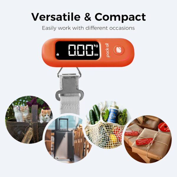 pack all 110 Lbs Luggage Scale, Digital Handheld Baggage Scale, Travel Suitcase Weight Scale with LCD Display, Battery Included, Apple Green - Image 5