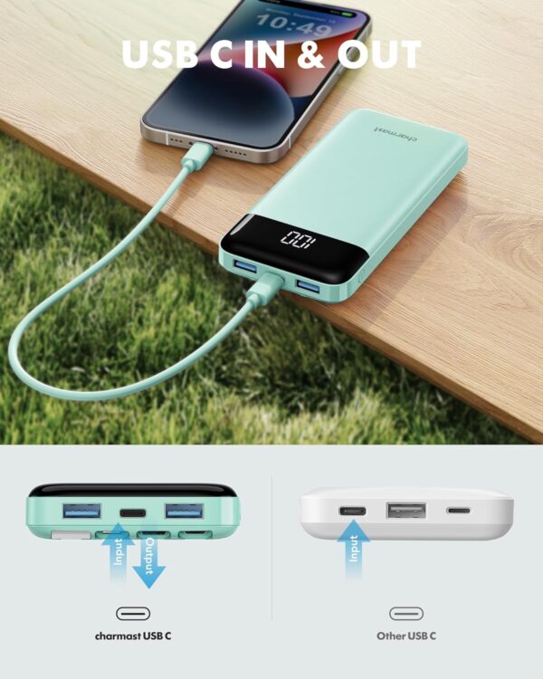 charmast Portable Charger with Built in Cables, Power Bank with Cords Wires, Slim 10000mAh Travel Battery Pack 6 Outputs 3 Inputs 3A Fast Charging for Samsung Google Pixel LG Moto iPhone iPad - Image 8