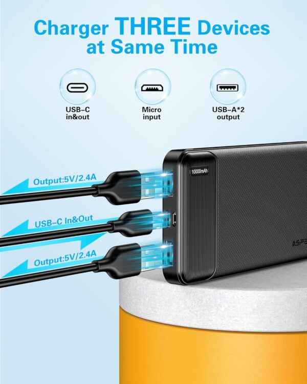 AsperX 2-Pack 10000mAh USB C Output Portable Charger Power Bank Fast Charging, Portable Phone Charger External Battery Pack for iPhone, Samsung, Google LG and Heated Vest - Image 4