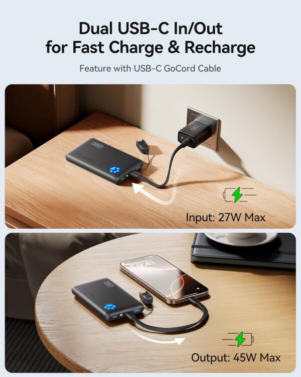 INIU Portable Charger, Ultra Slim 10000mAh 45W PD Power Bank, USB C in&Out Fast Charging Battery Pack, Travel Essential Phone Powerbank Compatible with iPhone 16 15 14 Samsung S22 S21 Google iPad etc - Image 5