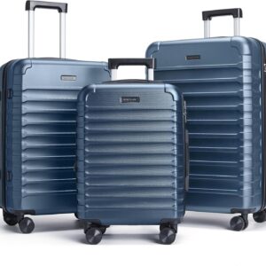 LIGHT FLIGHT Luggage Sets, 3 Piece Durable Suitcase Set with Spinner Wheels, 3 Pcs Hardside Lightweight luggage with TSA Lock, Large Checked Travel Suitcases, 20/24/28 Inch, Royal Blue