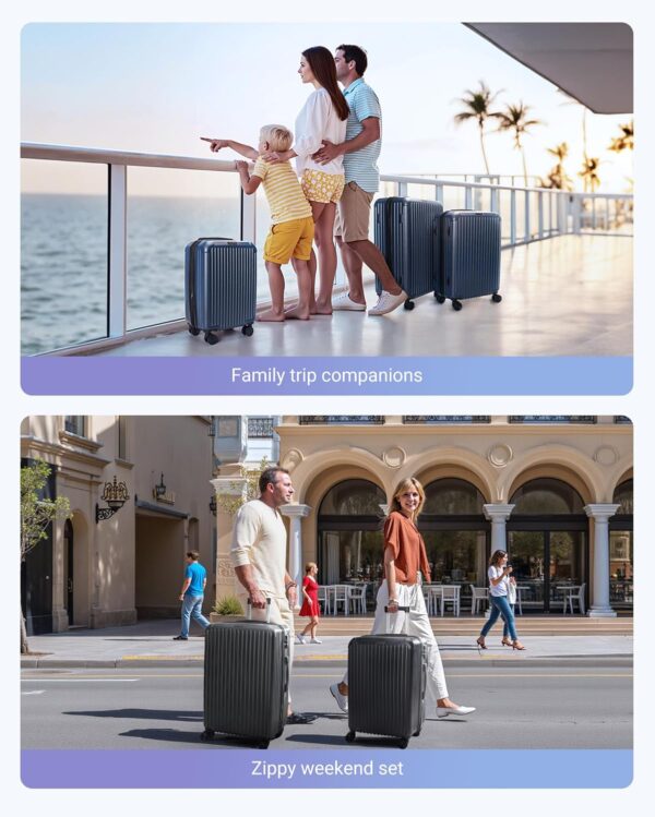 LIGHT FLIGHT Travel Luggage Sets, 3 Piece Set Suitcase with Spinner Wheels, Hardside Lightweight Luggage set with TSA Lock (20" 24" 28"), Black - Image 8