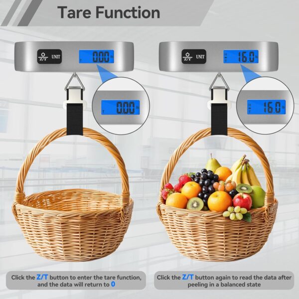 Luggage Scale Dr.meter Travel Essentials Luggage Weight Scale Backlight LCD Display 110lb/50kg Electronic Balance Digital Postal Travel Accessories with Rubber Paint Handle Temperature Sensor Silver - Image 5