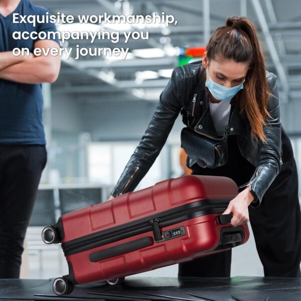 Luggage Sets 3 Piece with Spinner Wheel, Hardside Suitcase Set with TSA Lock, Expandable Lightweight Travel Luggage for Women, Red - Image 6
