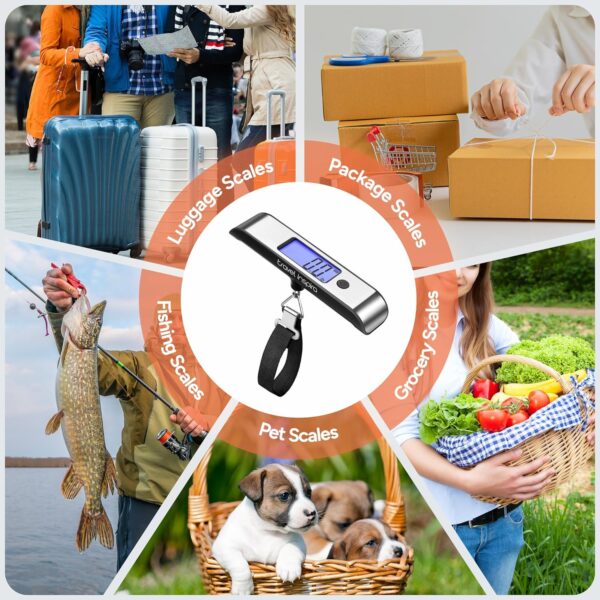 travel inspira Rechargeable Luggage Scale 110lb/50kg - Large Backlit Display - Stainless Steel - Portable Digital Hanging Scale for Suitcases, Bags, Packages (USB -C Charging Included) - Image 7