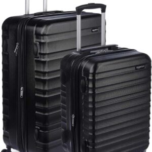 Amazon Basics 2-Piece Set (21", 30"), Hardshell Suitcases With Wheels, Expandable For Up to 25% More Space, With Scratch-Resistant Surface, Four Multi-directional Wheels, Black