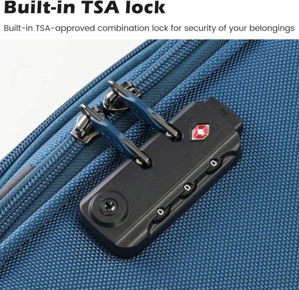Coolife Luggage 4 Piece Set Suitcase Spinner TSA Lock Softshell lightweight (blue+sliver) - Image 2