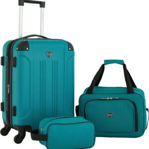 Travelers Club Chicago Hardside Expandable Spinner Luggage, Teal, 3 Piece Set