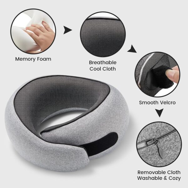 SZXYX Travel Pillows for Airplanes, 100% Pure Memory Foam Neck Pillow for Airplanes, Comfortable Breathable Cover, 360° Support Stowable Pillows for Sleeping, Car, Airport Travel Essentials - Image 6